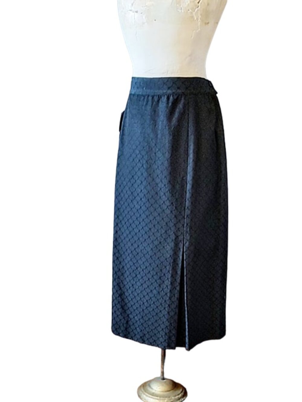 1950s Vintage Unworn Large Plus Size Long Black A Line Skirt W 33 NWOT